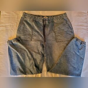 Dex 1x Blue Denim soft cotton blend joggers with drawstring waist.